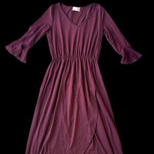 Maroon long sleeve high low dress